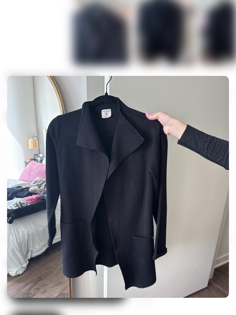 Black Open-Front Knit Blazer Jacket by Eileen Fisher